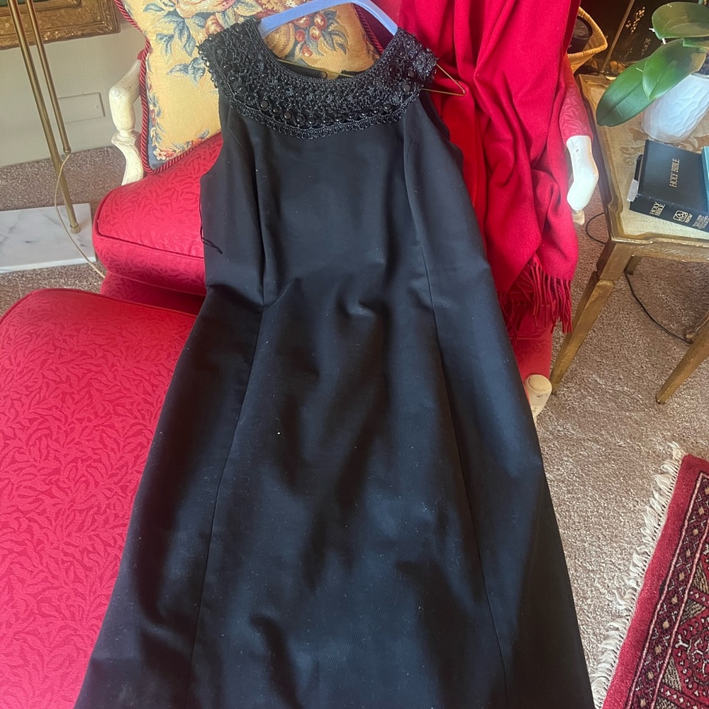 Dana Buchman Black Midi Dress with Lace Detail